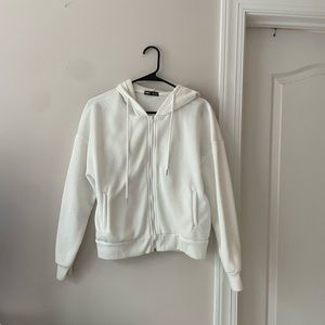 white zip up - fits like a s, semi cropped